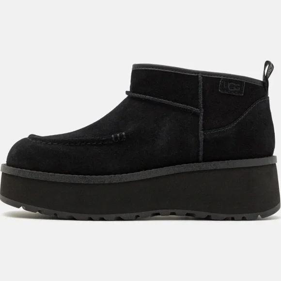 UGG Women’s Platform Suede Ankle Boots Black Size 7.5 – Chunky Lug Sole, New - Picture 2 of 10